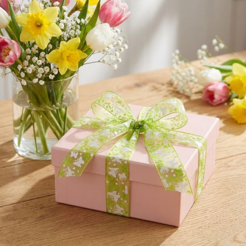 Cinta organza mariposas cinta regalo verde 25mm 20m | Floristik24.es