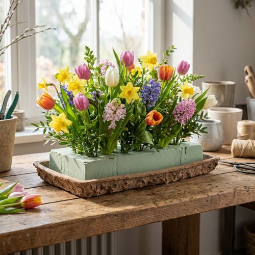 Artículo Base Oasis Biolit para ladrillos de espuma floral 25×14×2cm, 11 piezas - Arreglos florales sostenibles, accesorios de floristería