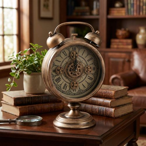 Reloj con números romanos vintage metal bronce Ø22cm | Floristik24.es