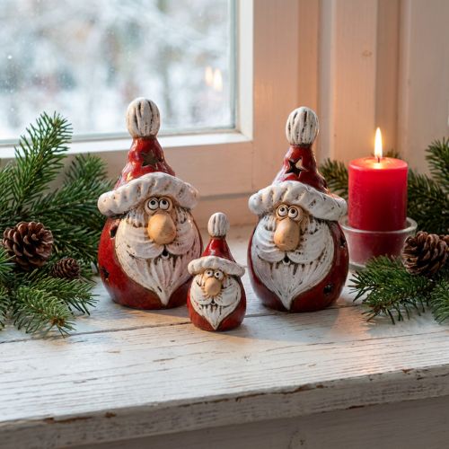Bonita figura de Papá Noel de cerámica, roja y blanca, 10 cm - decoración navideña perfecta - 4 piezas | Floristik24.es