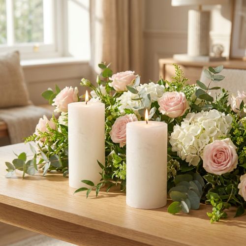 Velas unicolor blanco 50x100mm 4uds | Floristik24.es