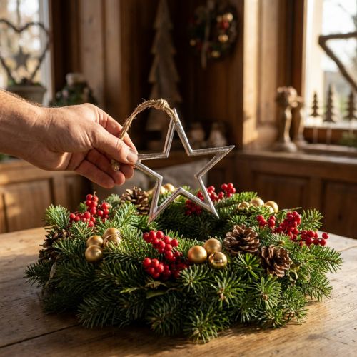 Estrella de decoración navideña, decoración de adviento, colgante de estrella plata L15,5 cm | Floristik24.es