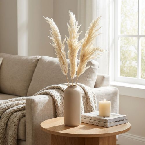Artículo Hierba de la pampa decorativa crema hierba seca blanqueada 95cm 3 piezas