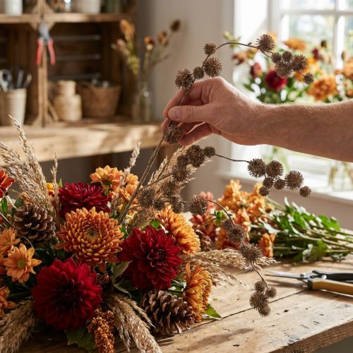 Rama decorativa Plátano con frutas Decoración de otoño Plátano artificial Marrón L82cm Ø2-4cm | Floristik24.es