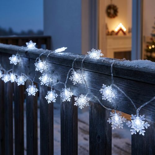 Guirnalda LED copos de nieve exterior blanco frío 24 LED 460cm | Floristik24.es