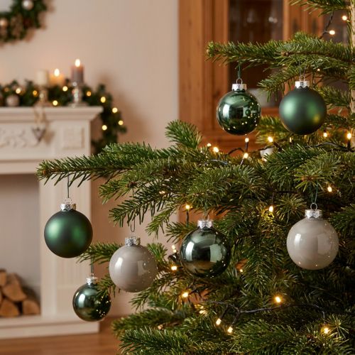 Bolas de Navidad árbol verde gris bolas de cristal Ø6cm 24 uds | Floristik24.es