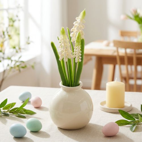 Artículo Jarrón de flores artificiales de jacinto para una elegante decoración de mesa y un aspecto elegante de 20 cm.
