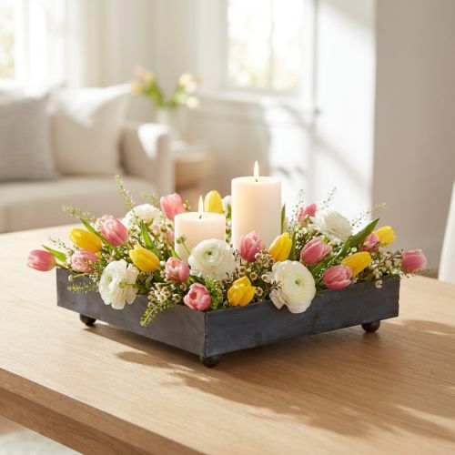 Bandeja decorativa metal negro gris lavado 15×15cm 2uds | Floristik24.es