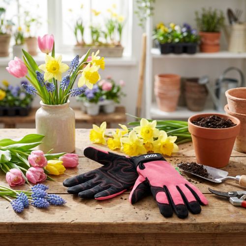 Guantes sintéticos Kixx talla 8 rosa, negro | Floristik24.es