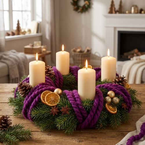 Artículo Cordón de lana Mirabell esponjoso morado de 25 m, cinta decorativa para floristería y manualidades