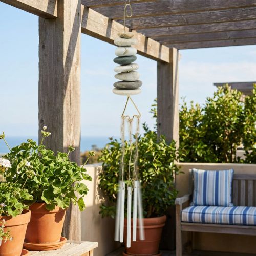 Artículo Carillón de viento Colgador Carillón marítimo con piedras Al. 50 cm