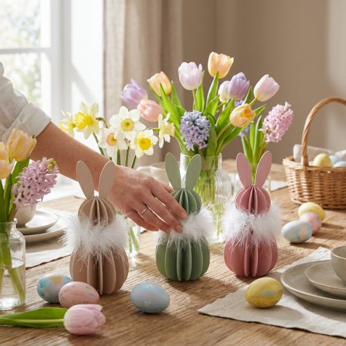 Decoración de mesa conejito de Pascua conejito de madera de color 5,5×15cm 3 piezas | Floristik24.es