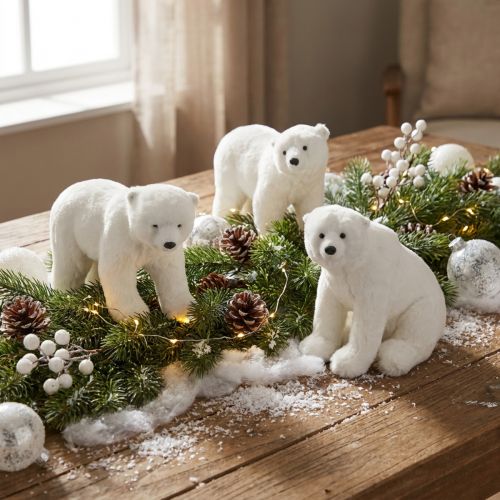 Figuras decorativas oso polar de pie y sentado blanco 16/20cm 3uds | Floristik24.es