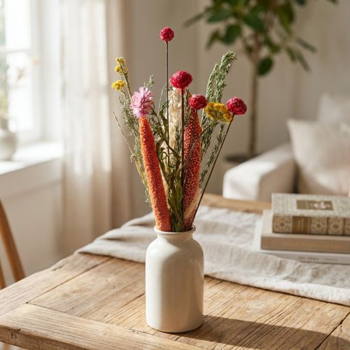 Ramo decorativo de flores secas, mezcla de flores silvestres rosas, juego de bricolaje, decoración de mesa creativa, 30-35 cm de alto | Floristik24.es