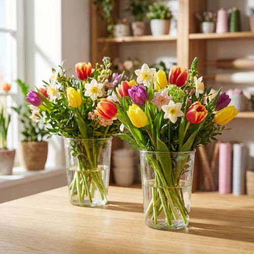 Artículo Florero de vidrio florero decorativo cónico transparente Ø12cm H15,5cm 2ud