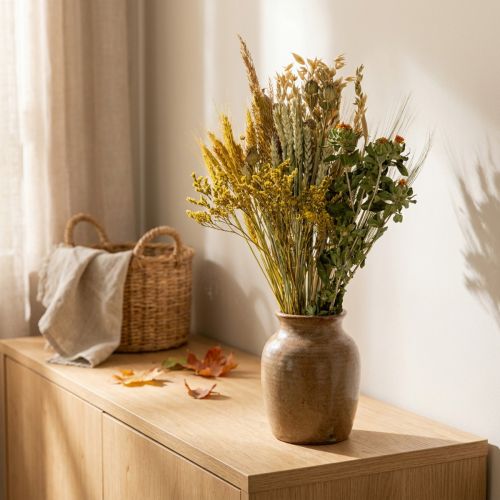 Kit de flores secas amarillas para crear ramas creativos y coronas decorativas (60 cm) – Producto natural | Floristik24.es