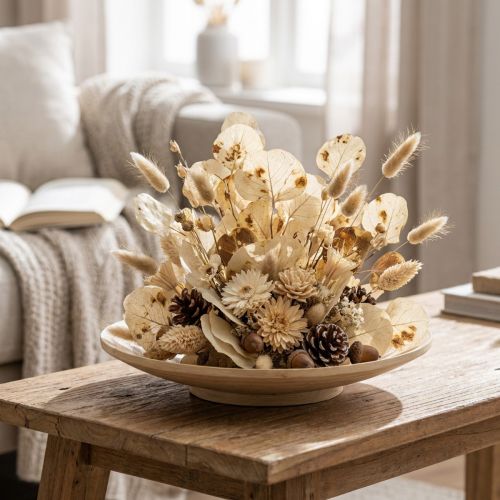 Decoración hojas secas Moneta crema floristería seca 100g | Floristik24.es