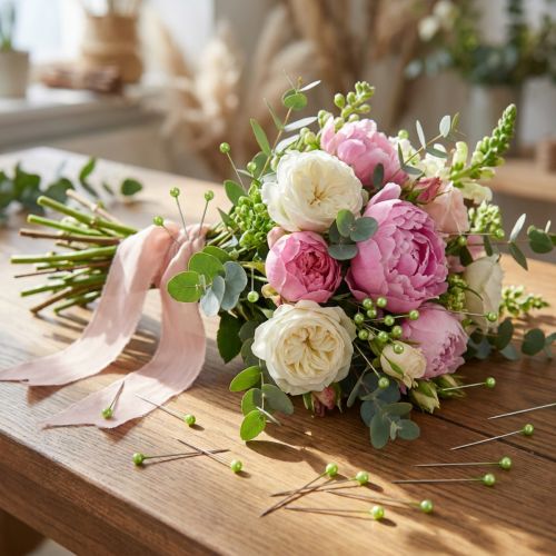Alfileres de floristería con cabeza de perla verde, de uso versátil, Ø4 mm, 40 mm, 150 unidades. | Floristik24.es