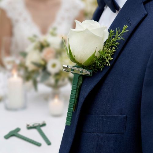 Alfiler de boda verde, plateado 2,6 cm x 5 cm 50 piezas | Floristik24.es