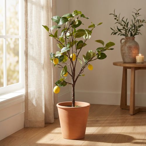Atractivo limonero artificial en maceta, planta artificial decorativa amarilla, 90 cm, fácil de cuidar, adecuado para espacios domésticos y comerciales. | Floristik24.es
