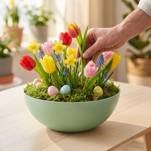 Cuenco decorativo verde pastel plastico mesa decoracion primavera Ø20cm | Floristik24.es