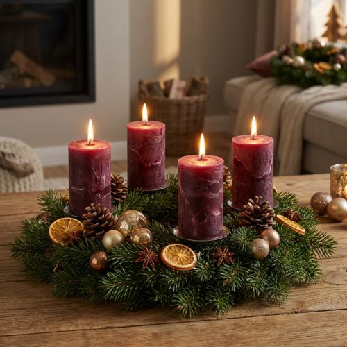 Velas unicolor burdeos 60x100mm 4ud | Floristik24.es