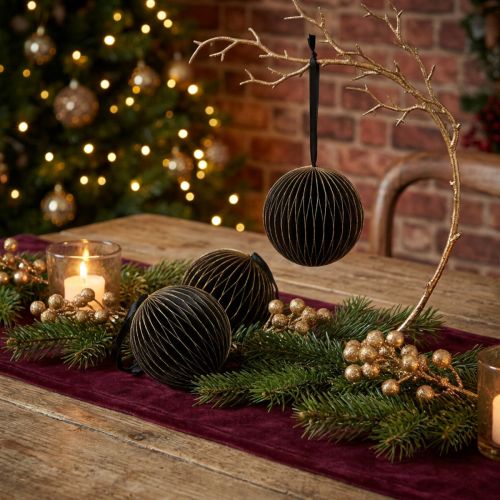 Bolas de panal Bolas de panal de Navidad oro negro Ø8cm 4ud | Floristik24.es