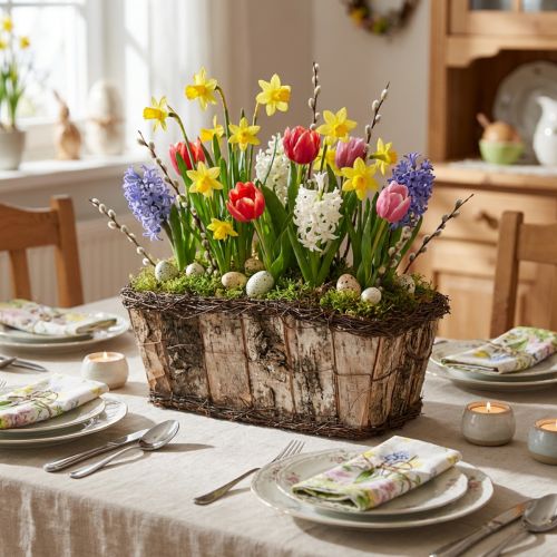 Macetero rectangular corteza de abedul enredaderas 36x18x14cm | Floristik24.es