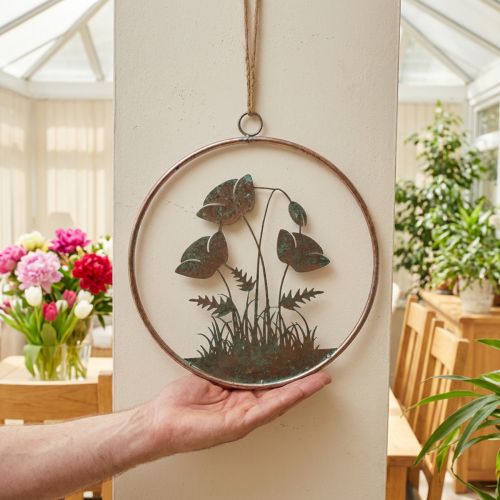 Decoración de pared, floral, metal, rosa, vintage, Ø30,5cm, decoración de primavera, decoración de verano | Floristik24.es