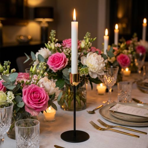 Portavelas dorado / negro, candelabro de metal Al 29 cm Ø 2,2 cm | Floristik24.es