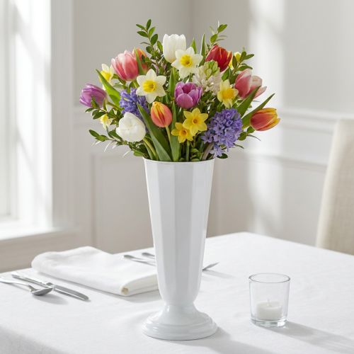 Florero “Szwed” blanco Ø13cm - 20cm, 1ud | Floristik24.es