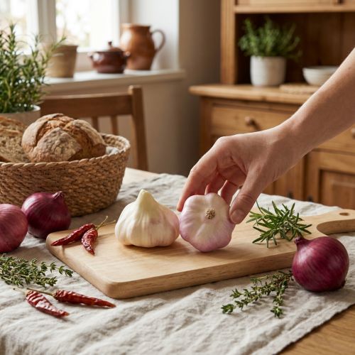 Decoración de verduras artificiales ajo rosa, blanco Ø6,5cm 2 piezas | Floristik24.es