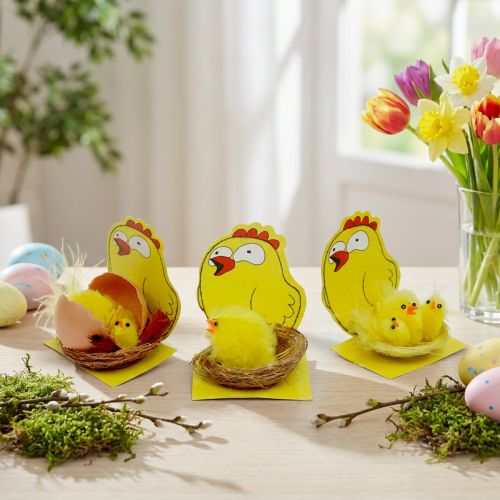 Chenille Pollitos en Nest Mix Ø 5.5cm 3pcs | Floristik24.es