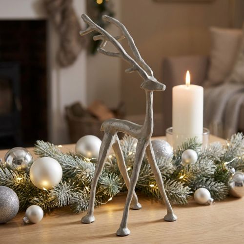 Artículo Figura decorativa de reno Metal Aspecto arcilla Gris A35cm
