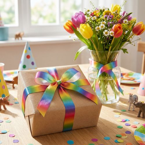 Cinta arcoíris, cinta decorativa, cinta de regalo, 15 mm, 18 m | Floristik24.es