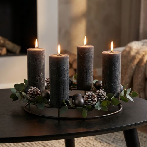 Velas grandes, velas de palo, antracita unicolor, 50x300mm, 4 piezas | Floristik24.es