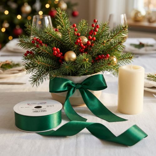 Cinta de regalo y decoración 40mm x 50m verde oscuro | Floristik24.es