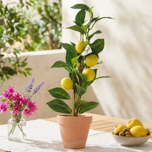 Limonero en maceta, planta artificial 42cm - Árbol artificial decoración mediterránea | Floristik24.es