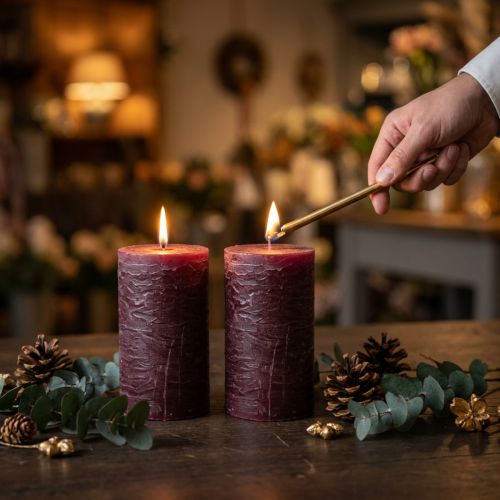 Velas color liso burdeos 85x150mm 2uds | Floristik24.es