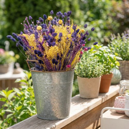 Macetero con asas, recipiente de metal para plantar, macetero plateado, marrón Ø24cm H32,5cm | Floristik24.es