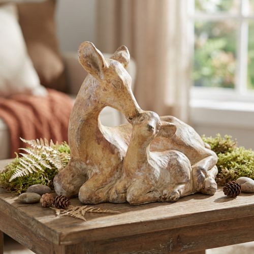 Figura decorativa Cierva con cervatillo Piedra fundida 20cm | Floristik24.es