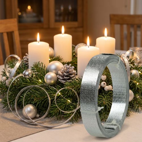 Cinta de alambre plano de aluminio, color plata mate, 20 mm x 5 m - cinta decorativa, manualidades, bricolaje | Floristik24.es