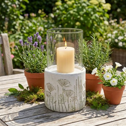 Candelabro farol de cristal con base Ø17cm H32cm | Floristik24.es