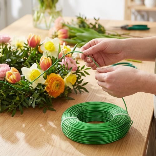 Alambre de aluminio de 2 mm, 60 m, color verde manzana, decoración de joyas con flores. | Floristik24.es