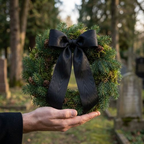 Cinta de corona negra 125mm 25m - Elegante cinta de luto para floristería y decoración, cinta de acetato | Floristik24.es