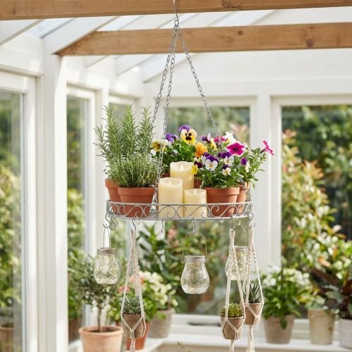 Bandeja decorativa con ganchos gris Ø44,5cm | Floristik24.es