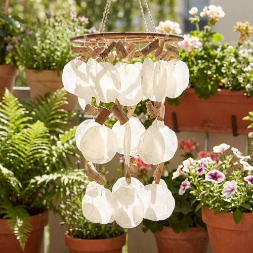 Campana de viento decoración concha Capiz Ø30cm H80cm | Floristik24.es