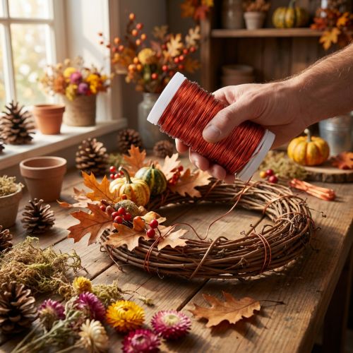 Alambre decorativo artesanal para decoraciones otoñales creativas. | Floristik24.es