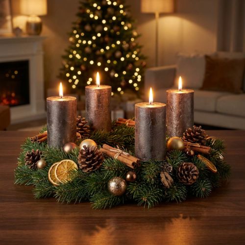 Velas de pilar metálicas de cobre de color sólido, 60 x 100 mm, juego de 4 - Corona de Adviento, decoración navideña | Floristik24.es