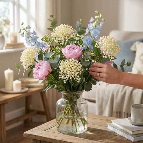 Hydrangea bud branch 55cm crema 6pcs | Floristik24.es